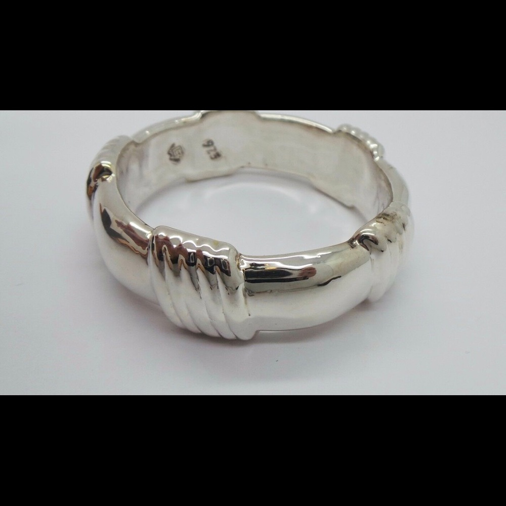 925 Sterling Silver Big Solid Bangle Bracelet - image 5